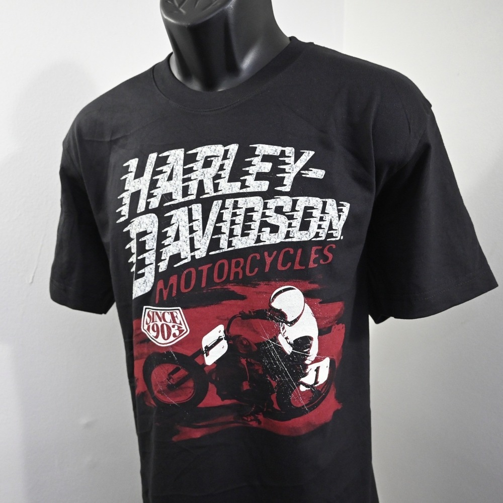Harley Davidson‎ T-Shirt Mens L Regular Black Graphic Biker USA MADE